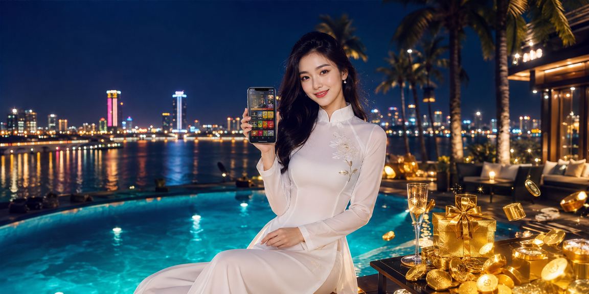 Người dùng Sài Gòn trong trang phục áo dài trải nghiệm ứng dụng casino dmc5